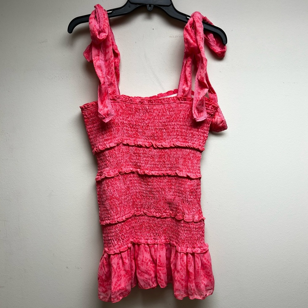 Vici - Sonya Floral Smocked Ruffle Tie Dress - Size L